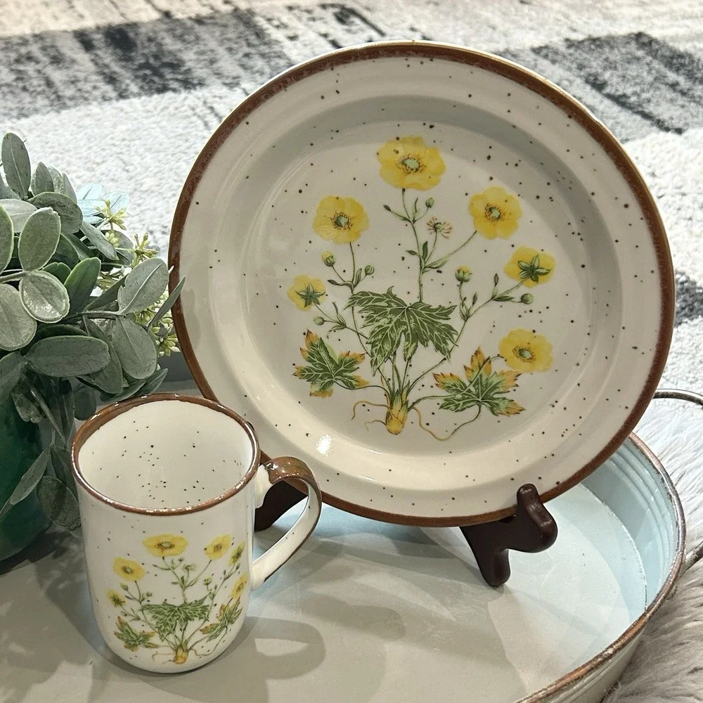Vtg Buttercup Plate Royal Domino Japan‎ Botanical Garden Set 8